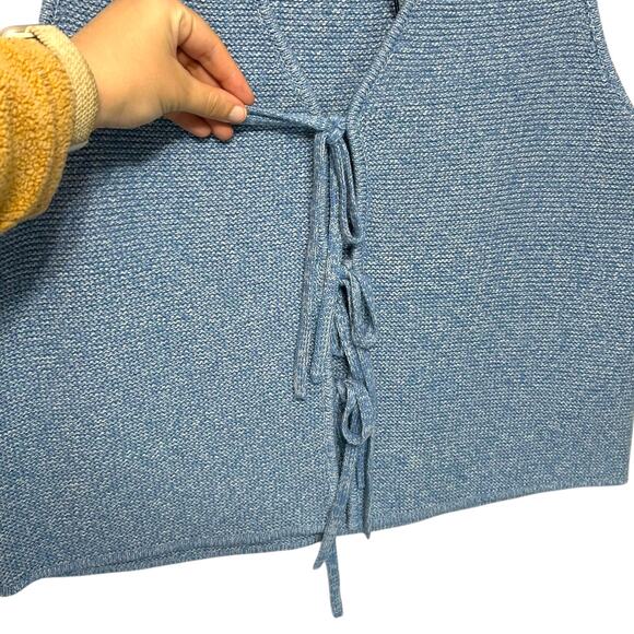 ALIGNE Anthropologie Isla Tie-Front Knitted Vest Waistcoat NWT Women's Sz M Blue - Picture 6 of 8